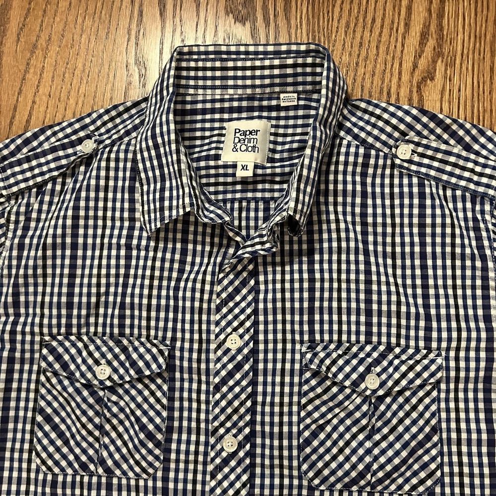 Paper Denim & Cloth Shirt Plaids Blue White Size XL